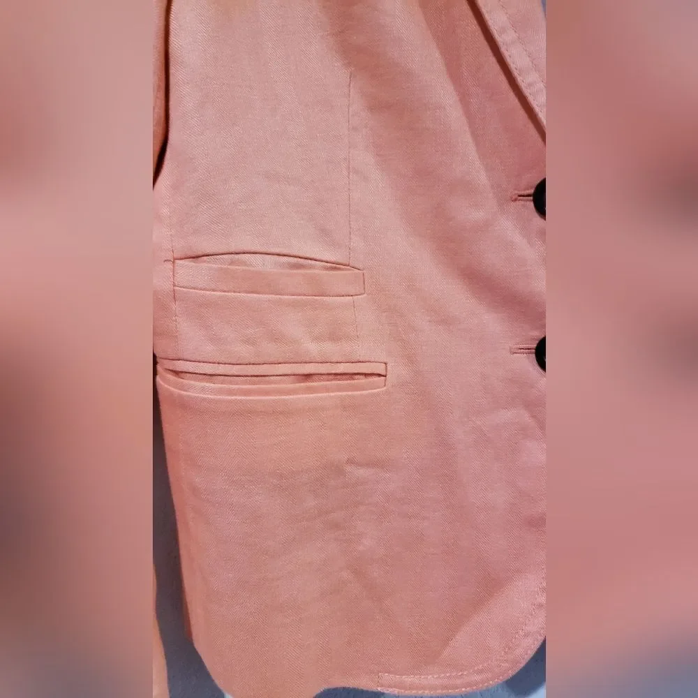 J.Crew Linen Blazer Jacket Size 4 two button casual career office sprint coral